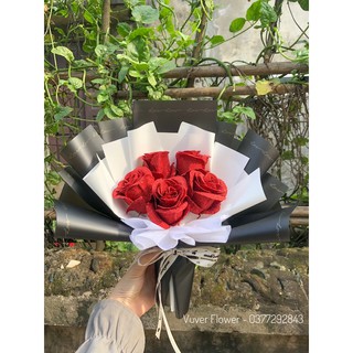 (Mẫu thiết kế) Bó hoa nhũ 5 bông cao cấp (Tặng thiệp) - Ảnh thật kèm video