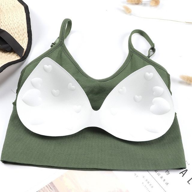 Áo bra tập gym yoga, áo bra 2 dây lưng U hoạ tiết hoa cúc có đệm ngực