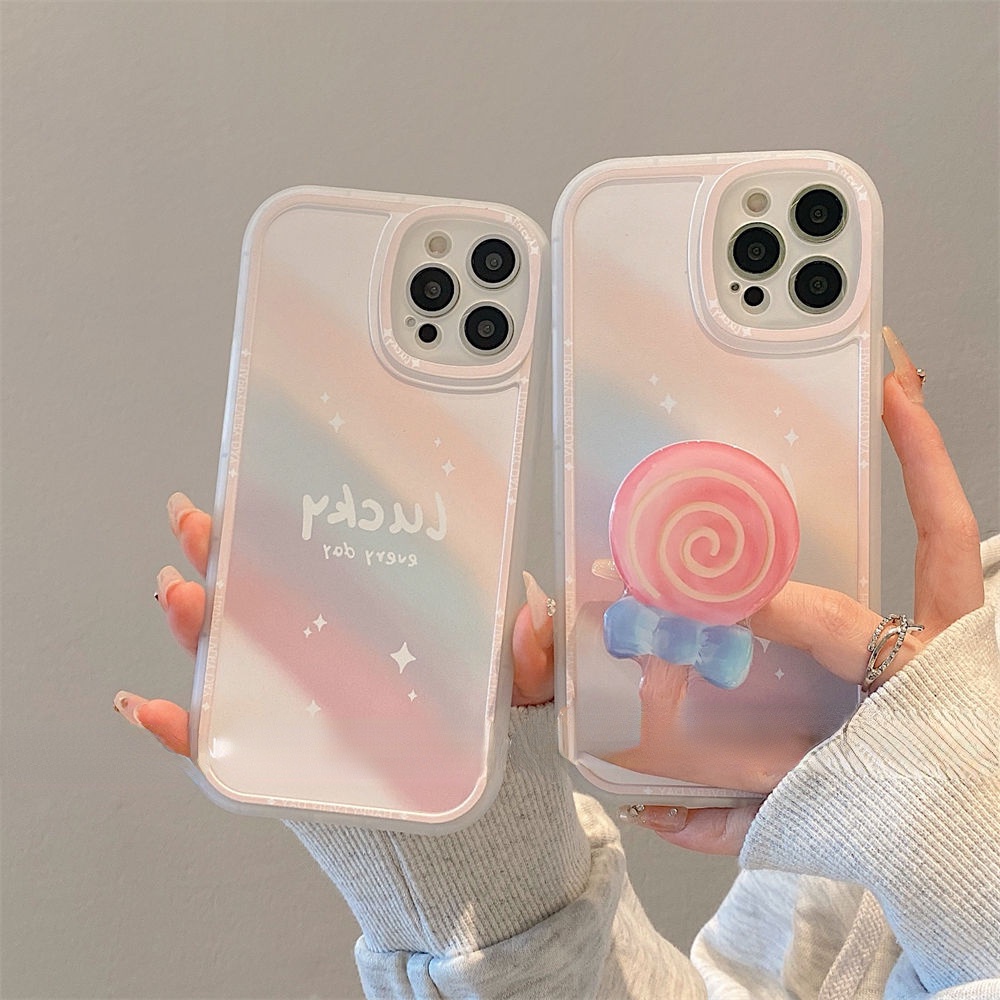 Ốp Điện Thoại Có Giá Đỡ Hình Kẹo Mút Màu Cầu Vồng Cho iPhone 12 13 11 Pro Max X Xs Max Xr