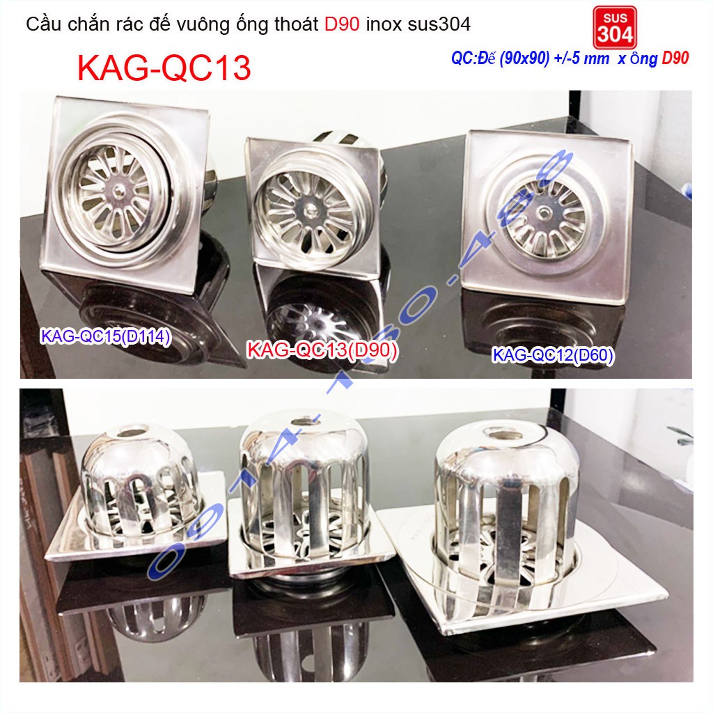 Cầu chắn rác sân thượng KAG-QC13-D90 inox SUS304, cầu chắn rác D90 Roca, phễu thoát nước mưa