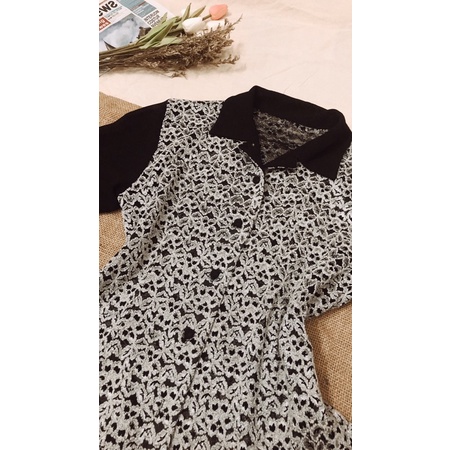 Áo sơ mi Vintage Hàn thêu hoa phối ren trắng đen 2hand giá rẻ