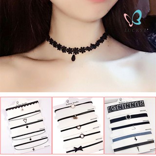 Bộ 5 dây chuyền choker bằng nhung ren dễ thương phong cách cổ điển
