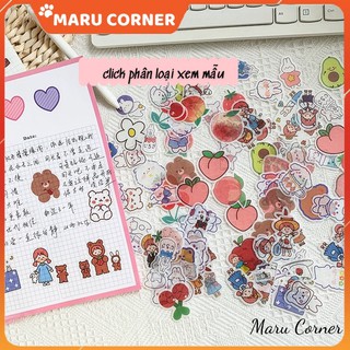 Gói 40 sticker cute decor trang trí sổ sách được chọn mẫu maru corner dâu bơ gấu