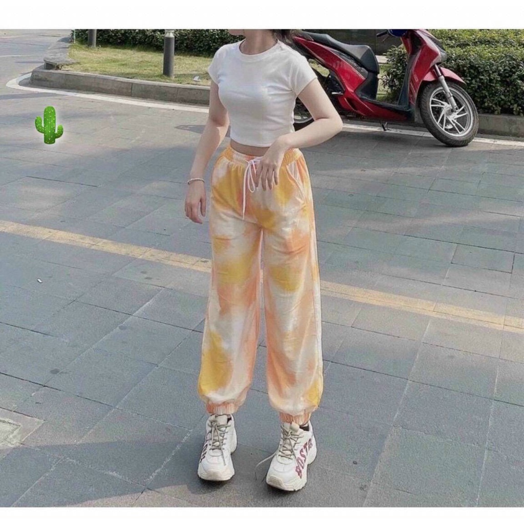 Quần Jooger nữ loang màu - Chất nỉ đẹp - Dưới 55kg mặc rất thoải mái
