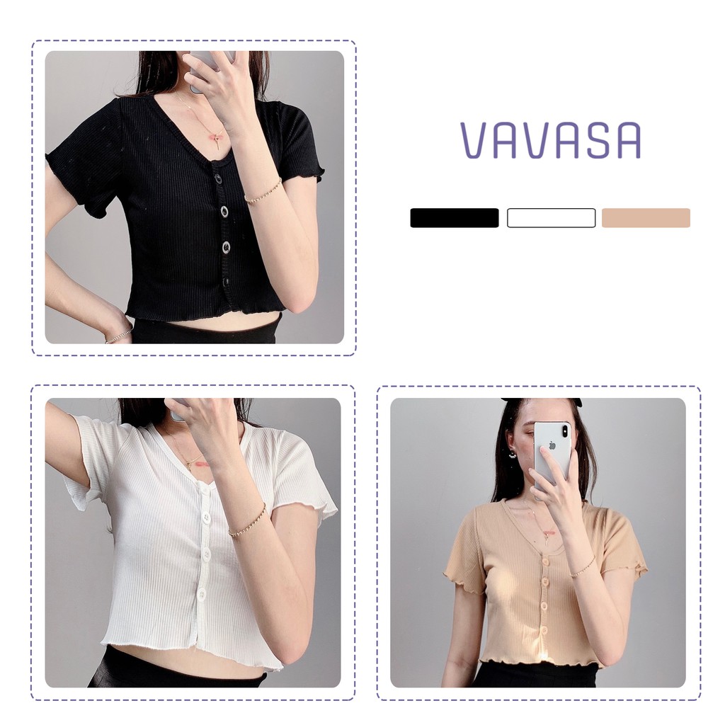 Áo croptop nữ kiểu ôm tay ngắn cổ tim bigsize thun body VAVASA CT12