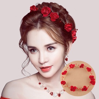 Dây cài tóc hoa hồng đỏ 80 số 3, màu sắc nổi bật, phong cách ấn tượng