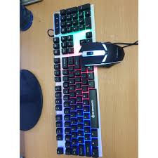 Combo Bàn phím giả cơ gaming kèm chuột có dây với đèn Led 7 màu chuyên dùng cho máy tính pc, laptop - tặng kèm bàndi