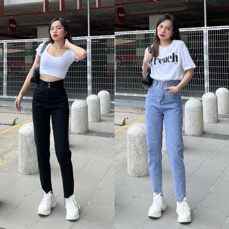 Quần Jean Baggy Nữ Lai Cuốn Lưng Cao Siêu Tôn Dáng Màu Xanh ,Đen Shop YuRi Jeans HÌNH THậT 100%