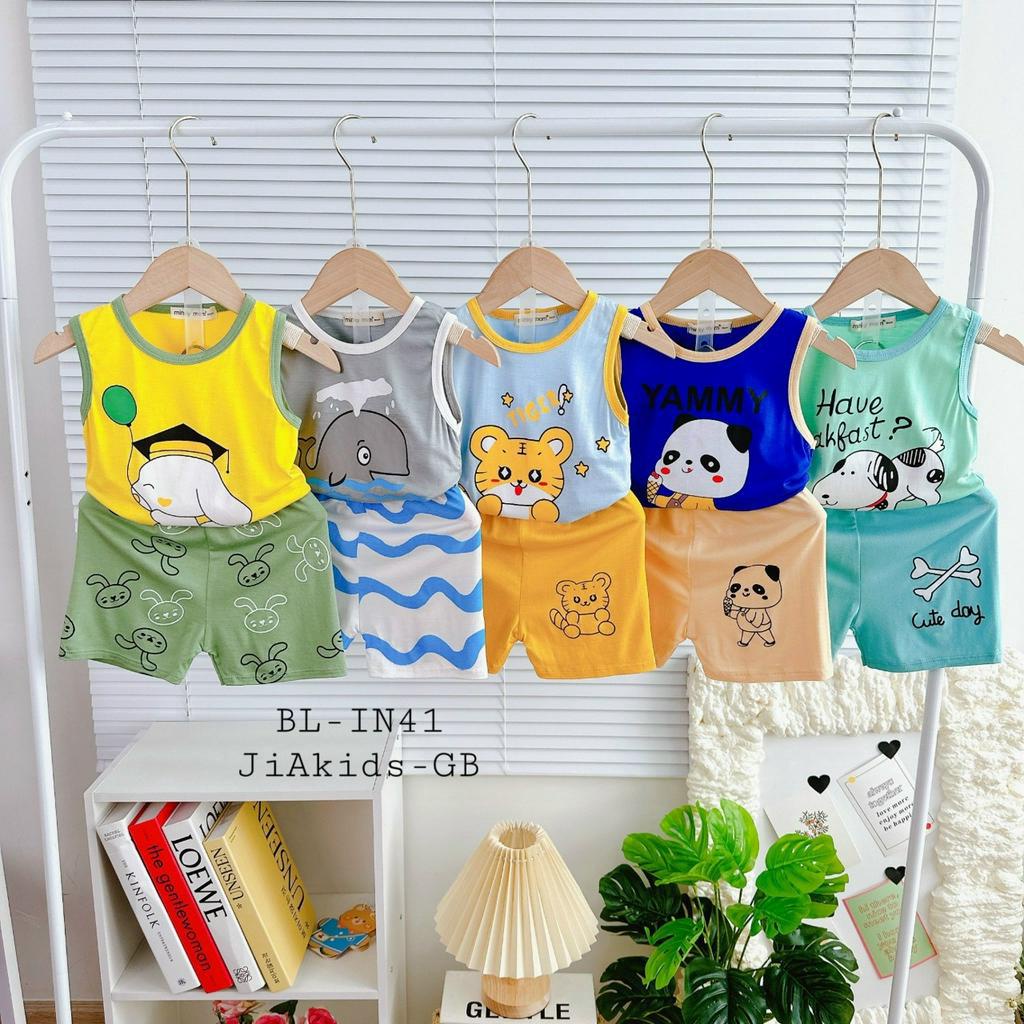 Bộ Cộc Ba Lỗ Thun Lạnh , Mịn Xịn Sò, Minky Mom, Họa Tiết