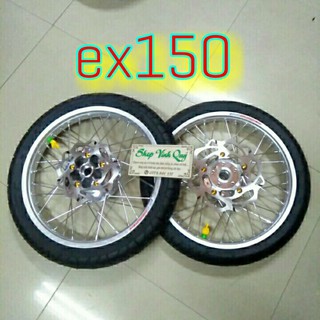 Bánh căm dành cho xe ex150,căm đùm mạ crom niềng nhôm hiệu yoko trước 1.4 sau 1.6  full vỏ ruột bazatech 70-80/80-80,