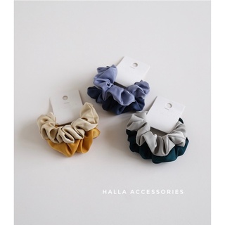 [Set 2 chiếc] Dây tóc Scrunchies Vải lụa nhiều màu HALLA