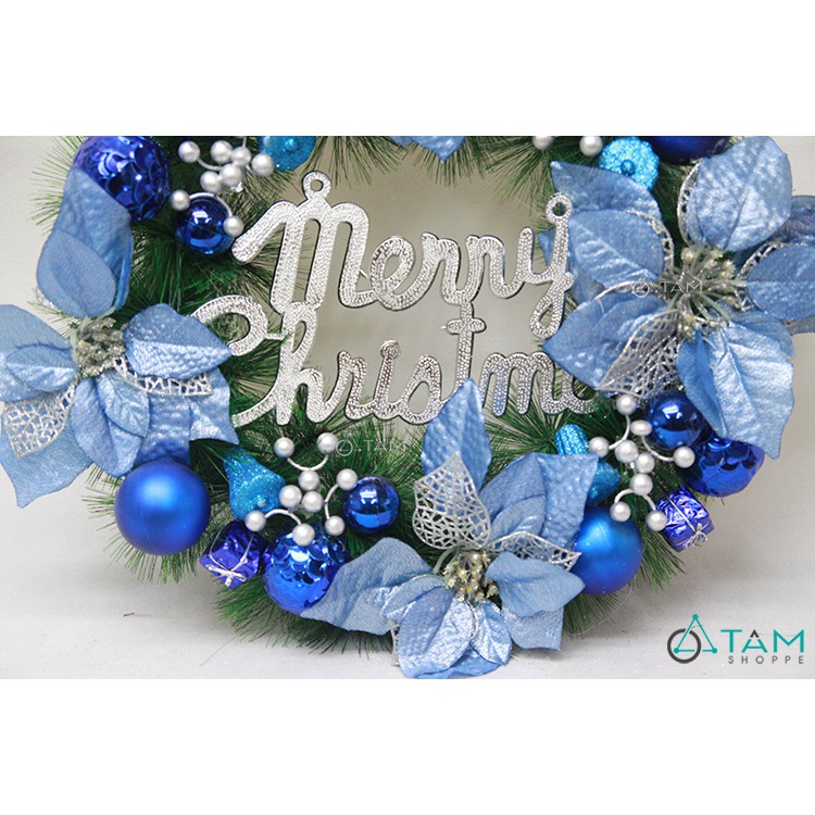 Vòng nguyệt quế Noel 4 hoa trạng nguyên ĐK 50cm X-VNGQ-17