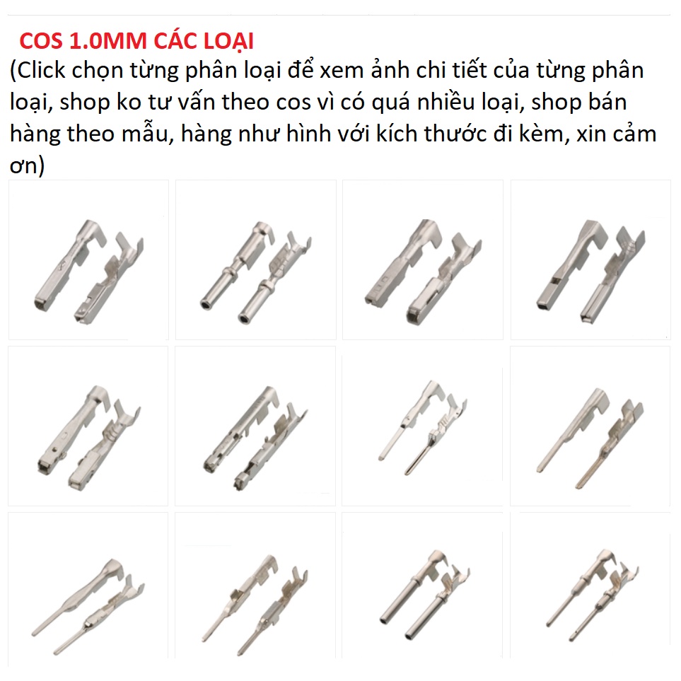 Đầu Cos 1.0mm đực cái các loại (giá 1 cái)