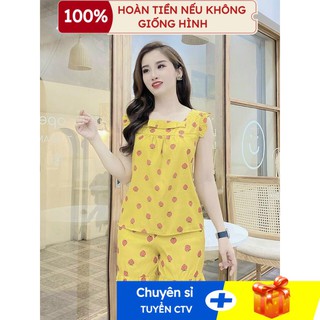 Bộ mặc nhà nữ 🍀 bộ mặc nhà quần cộc nữ chất đũi lạnh siêu mát_bộ đồ cộc tay áo 2 dây mùa hè