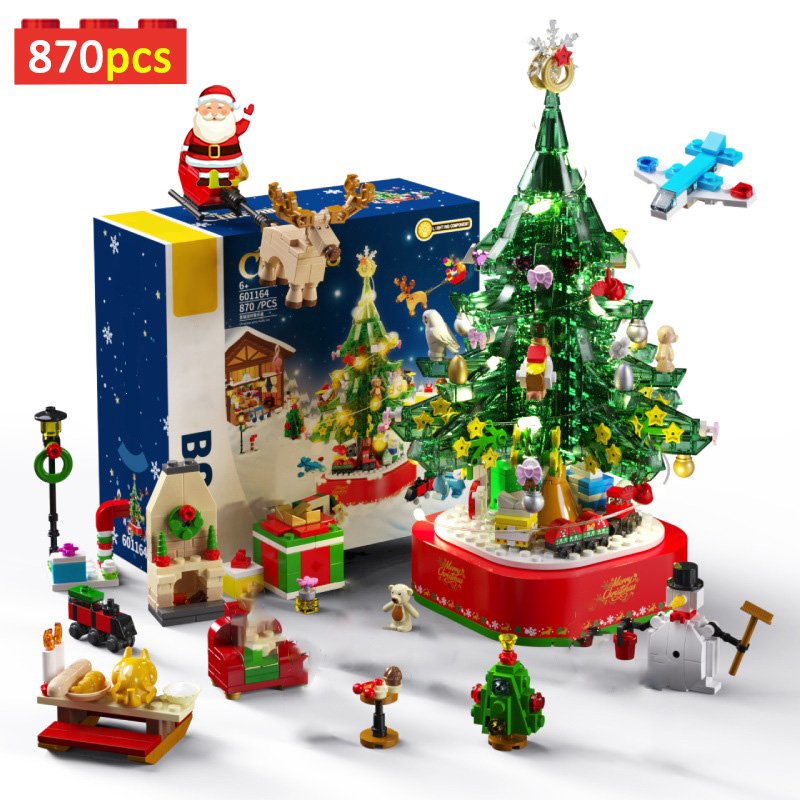 Lắp ráp mô hình noel Christmas Party sembo 601164 bữa tiệc party dưới cây thông noel có nhạc và đèn