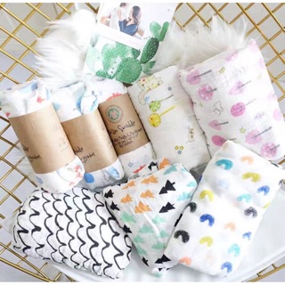 Khăn Tắm Xô Muslin Swaddle 100% Oganic Cotton Cho Bé