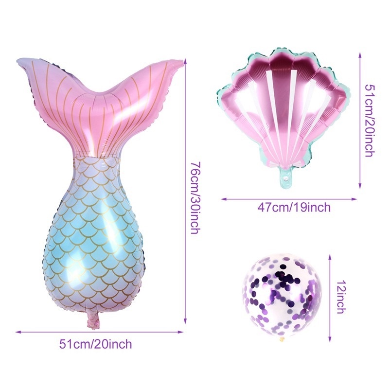 Set 7 Bong Bóng Hình Đuôi Nàng Tiên Cá Xinh Xắn Dùng Để Trang Trí Tiệc Sinh Nhật