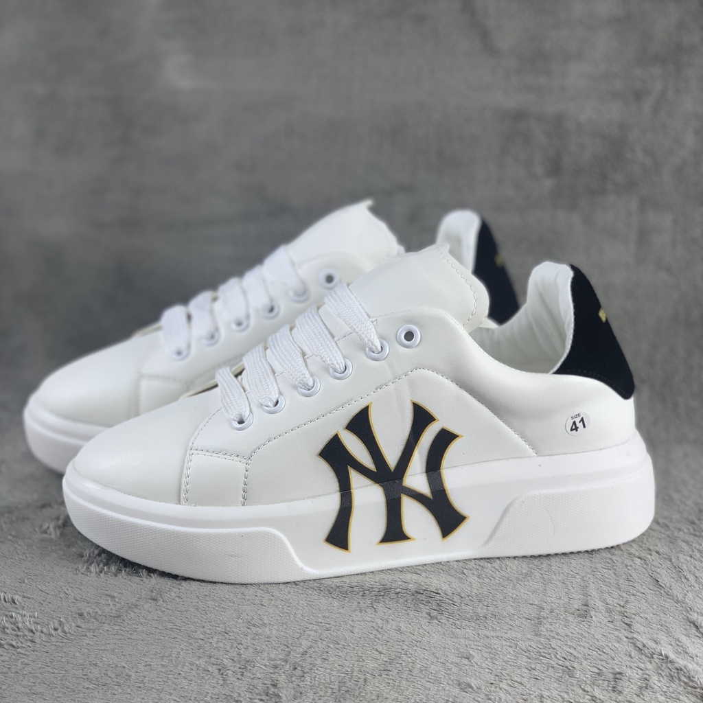 Giày Mc queen NY Trắng, Giày MLB CHUNKY NY Hàn Quốc Nam Nữ Độn đế 4cm Full Box