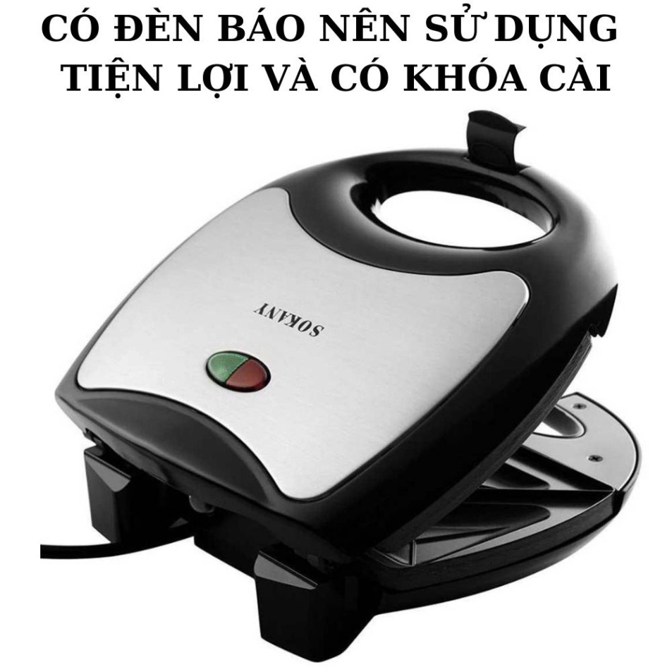 Máy nướng bánh mì sandwich Sokany chính hãng, máy nướng bánh mì đa năng công suất 750w bảo hành 1 đổi 1 -Tekohome store