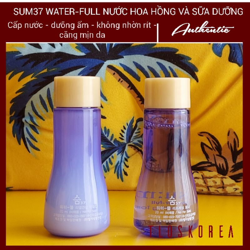 Nước hoa hồng và sữa dưỡng Sum Xanh - Da mất nước - da dầu - Su:m37 Water-full  Rebalancing Emulsion và Refreshing Toner