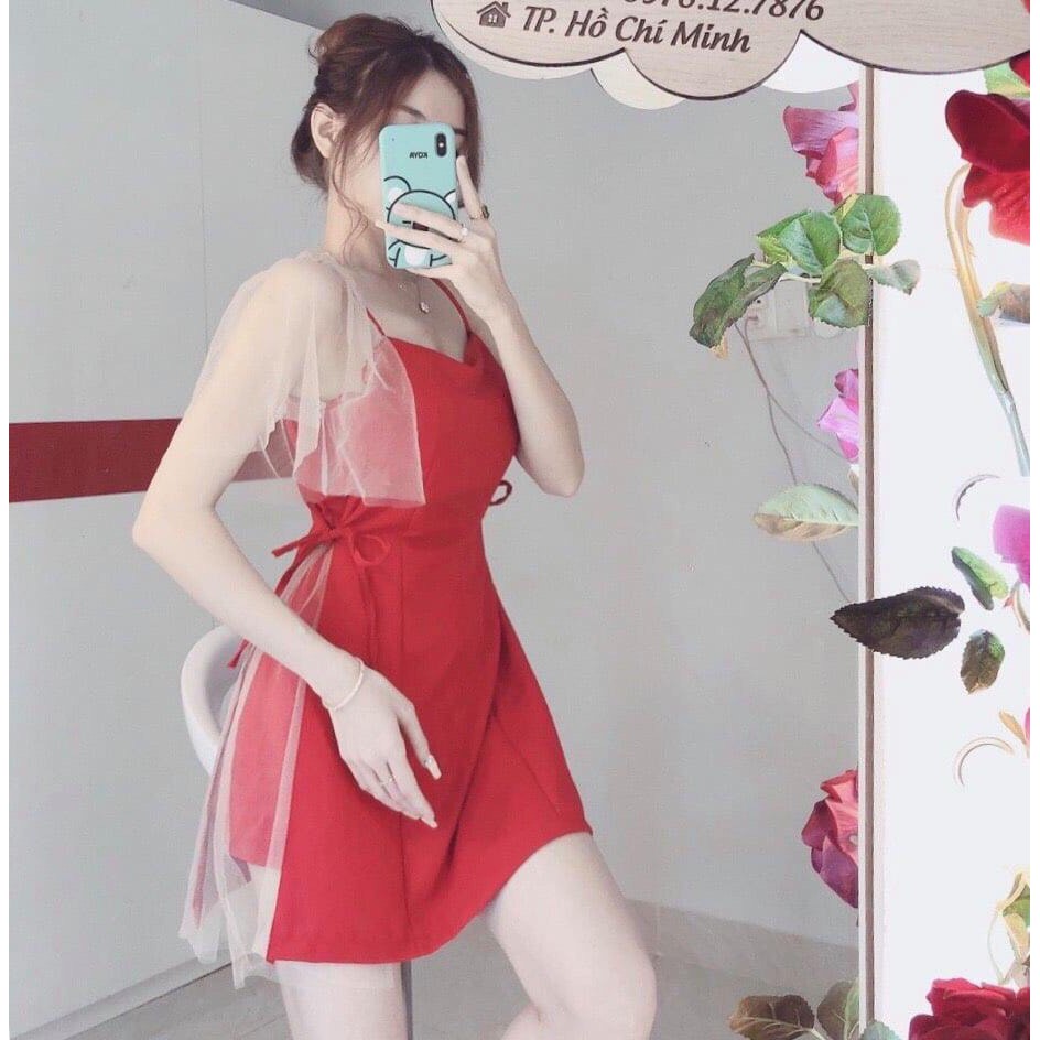 Đầm xòe dự tiệc phối lưới siêu xinh + Ảnh thật | BigBuy360 - bigbuy360.vn