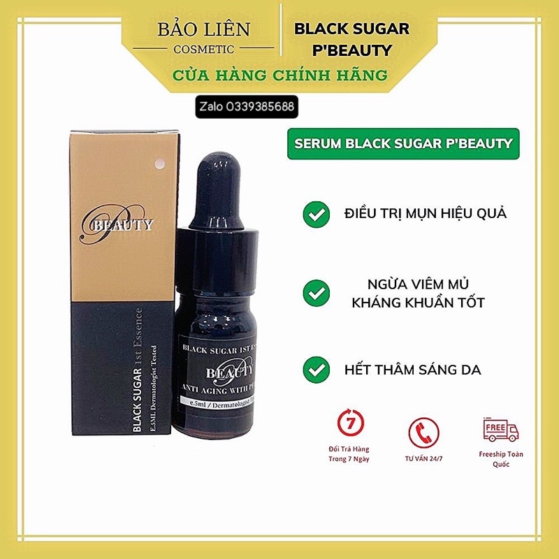 Serum Đường Đen Black Sugar P beauty Hỗ Trợ Giảm Mụn Mờ Thâm Sáng Da