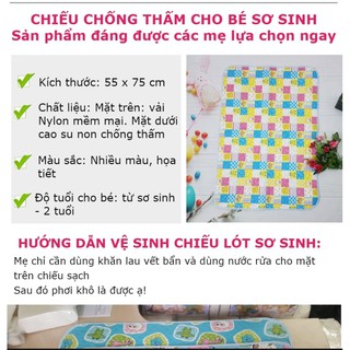 Chiếu Lót Chống Thấm Cho Bé Sơ Sinh 2 Lớp Bền Đẹp (~50cm x 70cm), Chiếu Lót Đái Cho Bé, Dùng Thay Tã, Lót Nôi