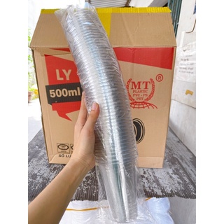Ly nhựa cứng loại dày có nắp cầu, nắp cầu riêng - 360ml, 500ml - ly nhựa pet