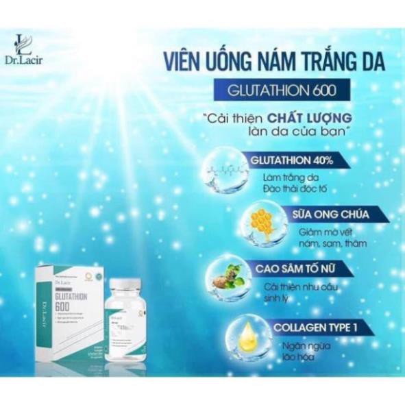 Viên Uống Nám Trắng Da GLUTATHIONE 600 Dr Lacir ,hạn chế lão hoá da,nếp nhăn, tăng nội tiết tố nữ | BigBuy360 - bigbuy360.vn