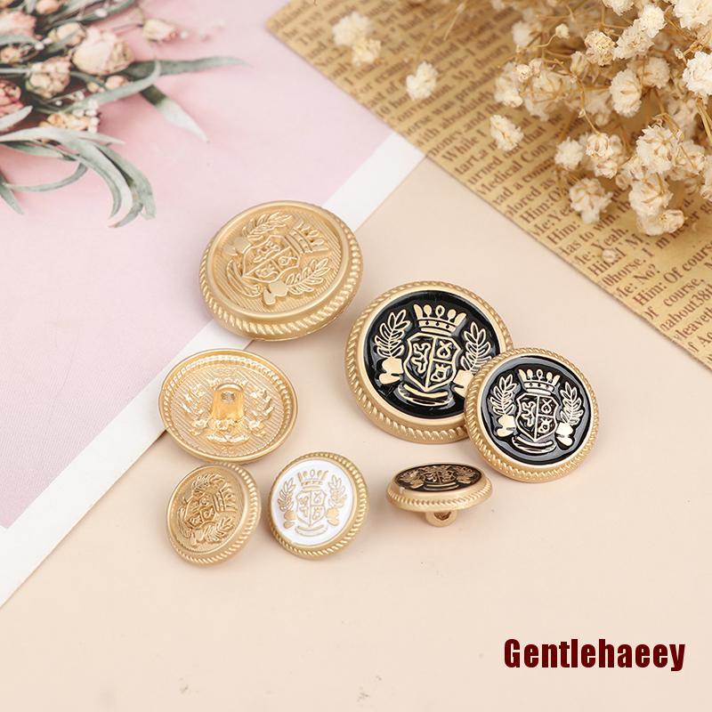 Set 10 Nút Áo Khoác Họa Tiết Vương Miện Phong Cách Anh Quốc