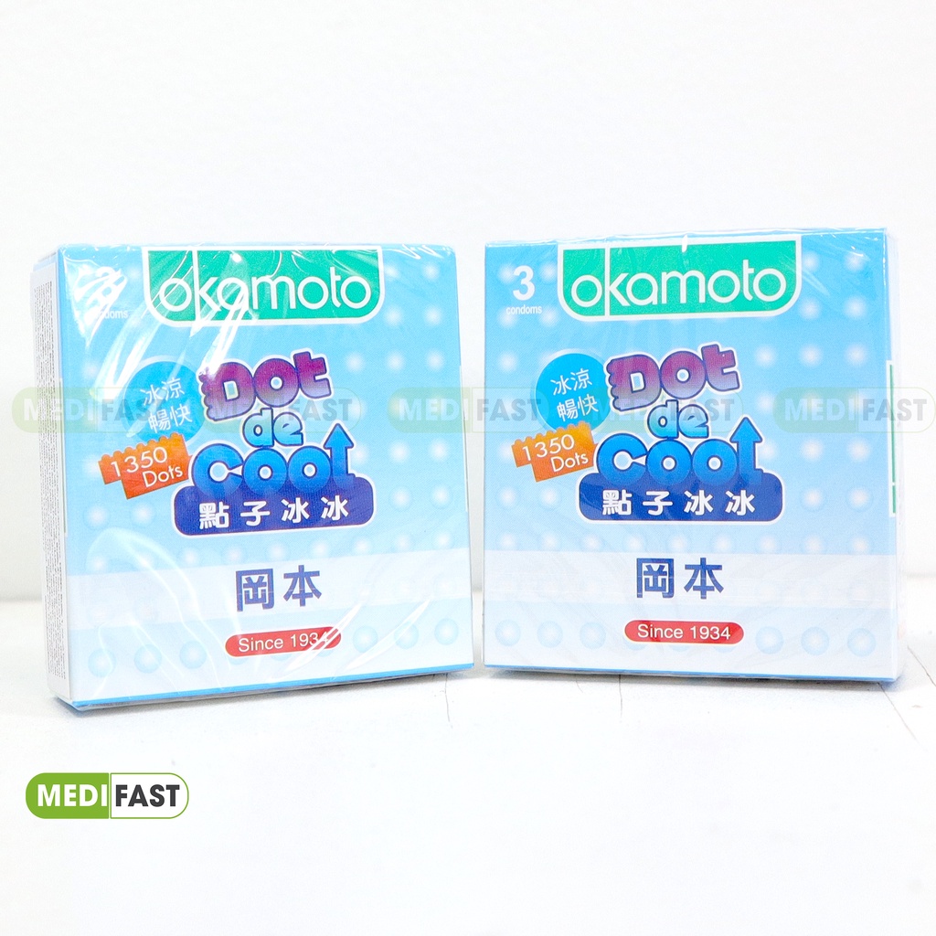 Bao cao su gân gai, siêu mỏng nhiều gel bôi trơn Okamoto - nhiều mùi hương dâu, cam, vani - Hộp 3 chiếc - giao hàng kín