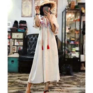 Váy Maxi Hoạ Tiết Boho Thêu Hoa 04 - MUOJ