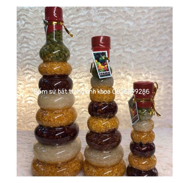 ( Hàng có sẵn) Chai ngũ cốc phong thuỷ cầu tài lộc sung túc no đủ