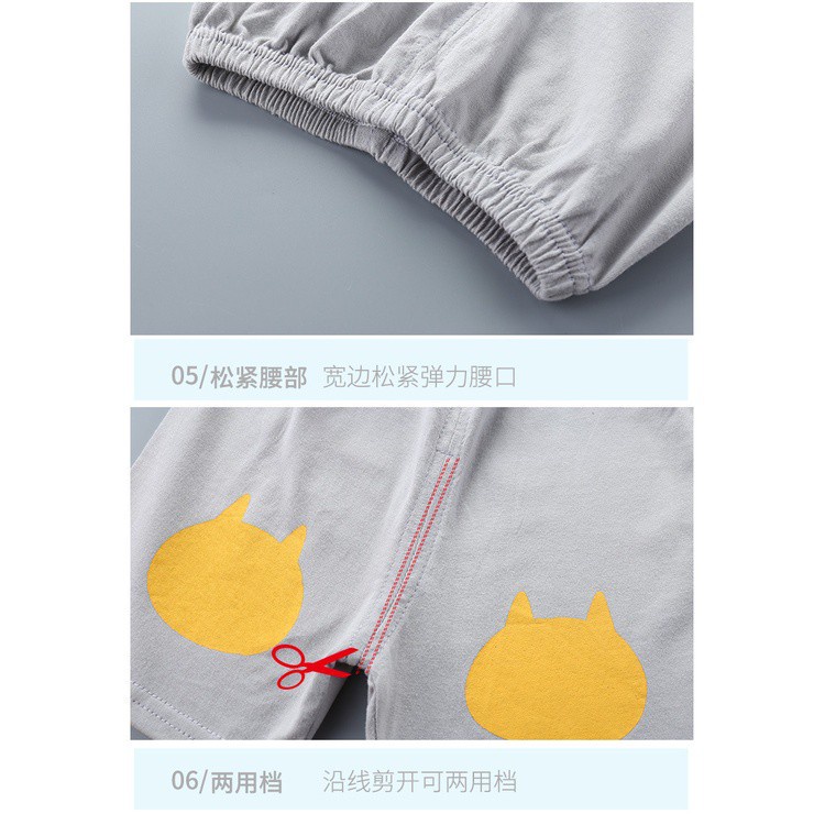 Trang phục 2 mảnh gồm áo thun cotton tay ngắn in hình đáng yêu và quần short Hàn Quốc cho bé trai / bé gái 70-120cm