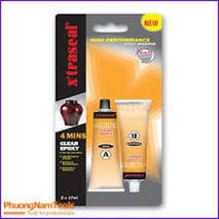 Keo dán đa năng X'traseal Epoxy 4 phút (Keo AB không màu, khi trộn 2 thành phần ra màu trong suốt)