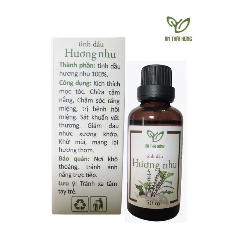 Tinh dầu hương nhu  an thái hưng 50ml ,tinh dầu hương nhu nguyên chất 100%