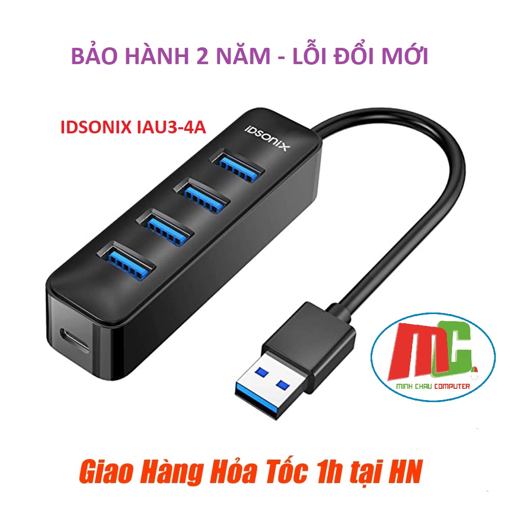 Bộ chia Hub 4 cổng USB 3.0 IDsonix IAU3-4A-015 - Hàng Chính Hãng Bảo Hành 2 Năm