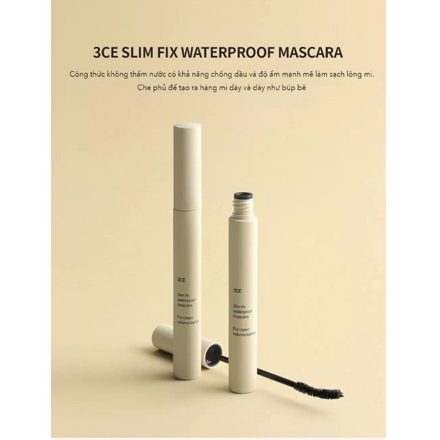 Chuốt Mi Chống Thấm Nước 3CE Slim Waterproof Mascara 6.5g
