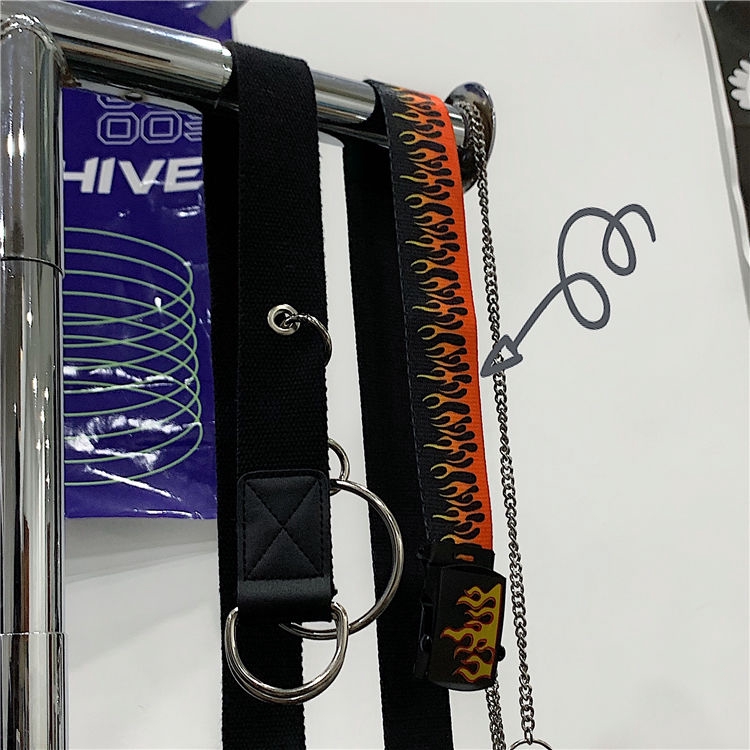 [Miễn Phí Vận Chuyển] Thắt Lưng Vải 237004Thắt Lưng In Họa Tiết Ngọn Lửa Thời Trang Dễ Phối Đồ Unisex