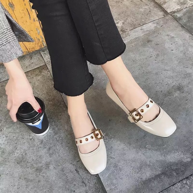 Giày bệt mõm vuông da mềm