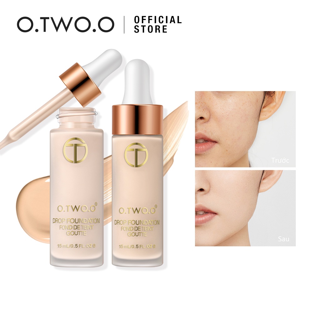 Kem nền O.TWO.O dạng lỏng che khuyết điểm dưỡng ẩm lâu trôi chống thấm nước có 3 tông màu tùy chọn 69g