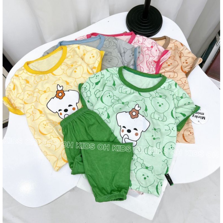 Bộ minky thun lạnh quần alibaba hình ngộ nghĩnh cho bé gái