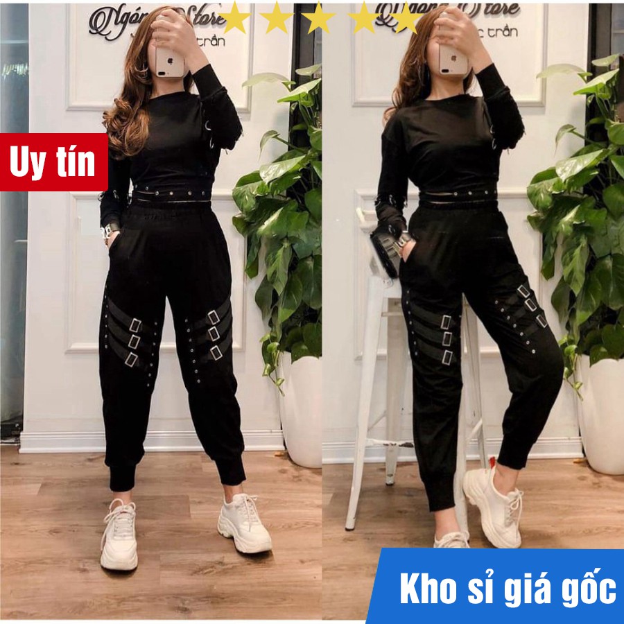 Xả 👉 Quần Jogger Thể Thao Nữ Dây Rút Bo Gấu - Quần Hip Hop