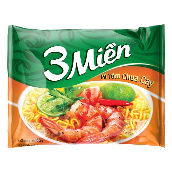 1 Gói Mì 3 Miền vị Tôm Chua Cay/Chay Lá Đa/Tôm Hùm/Bò Hầm/Chua Cay 3 Cấp Độ