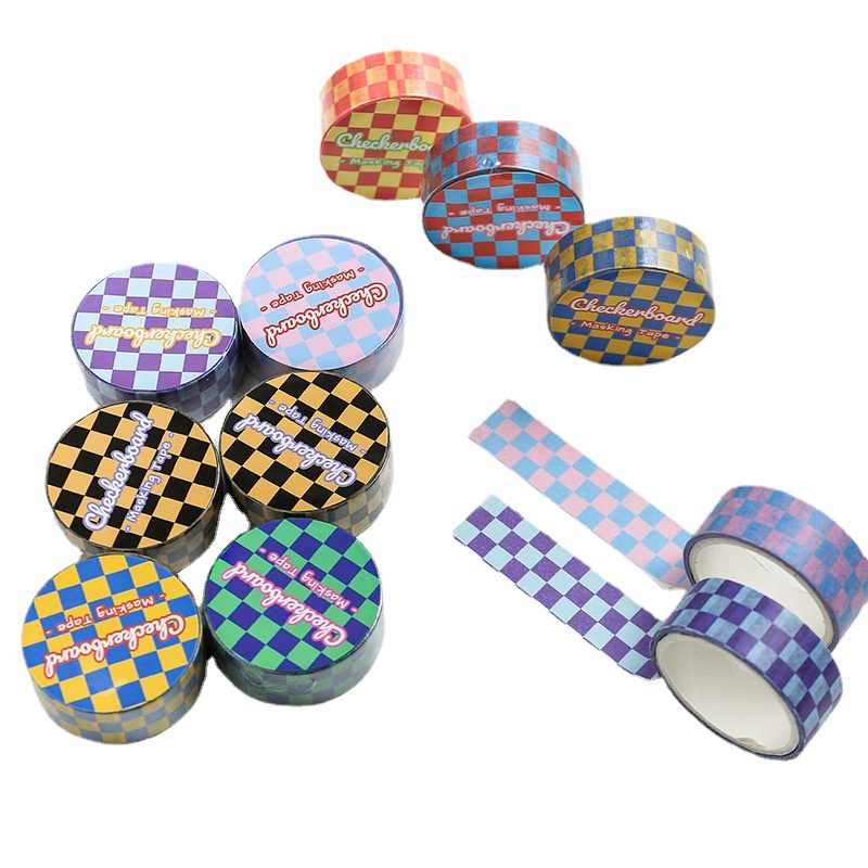 Peach 1Pcs Clashing plaid material tape sticker Diary Scarpbooking DIY Decoration Washi Tape