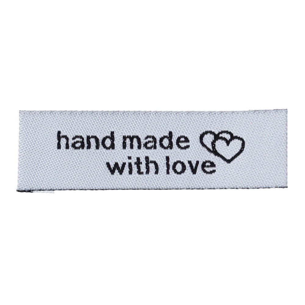 Nhãn mác quần áo vải tag handmade with love, phụ kiện handmade DIY