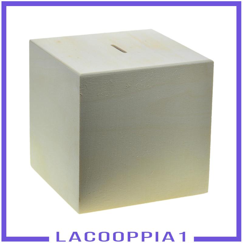 [Lacooppia1] Hộp Đựng Tiền Tiết Kiệm Hình Dạng Cuboid Bằng Gỗ DIY Cho Trẻ Em