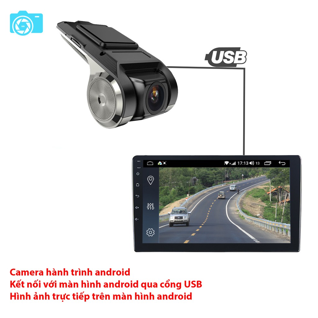 Camera hành trình ô tô gắn đầu android, độ phân giải Full HD, ADAS, F8 HD