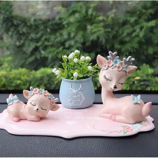 Set Mẹ Con Nhà Nai Trang Trí Taplo Xe Hơi ❤️ Phụ Kiện Trang Trí Xe Hơi Chính Hãng Cao Cấp