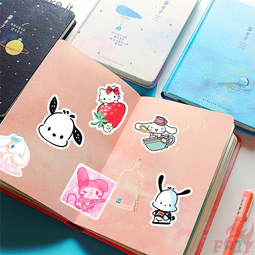 ❉ Sanrio Cartoon Kawaii Character Mixed Series 01 Stickers ❉ 50Pcs/Set Q Melody Kuromi Kerokero Keroppi Cinnamoroll Hello Kitty DIY Fashion Luggage Laptop Skateboard Decals Doodle Stickers